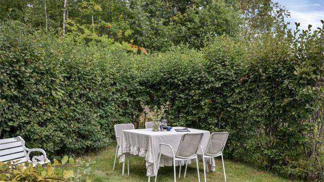 Eiendommen har en stor, felles hage med gressplen og beplantning. Foto: FotobyHelene