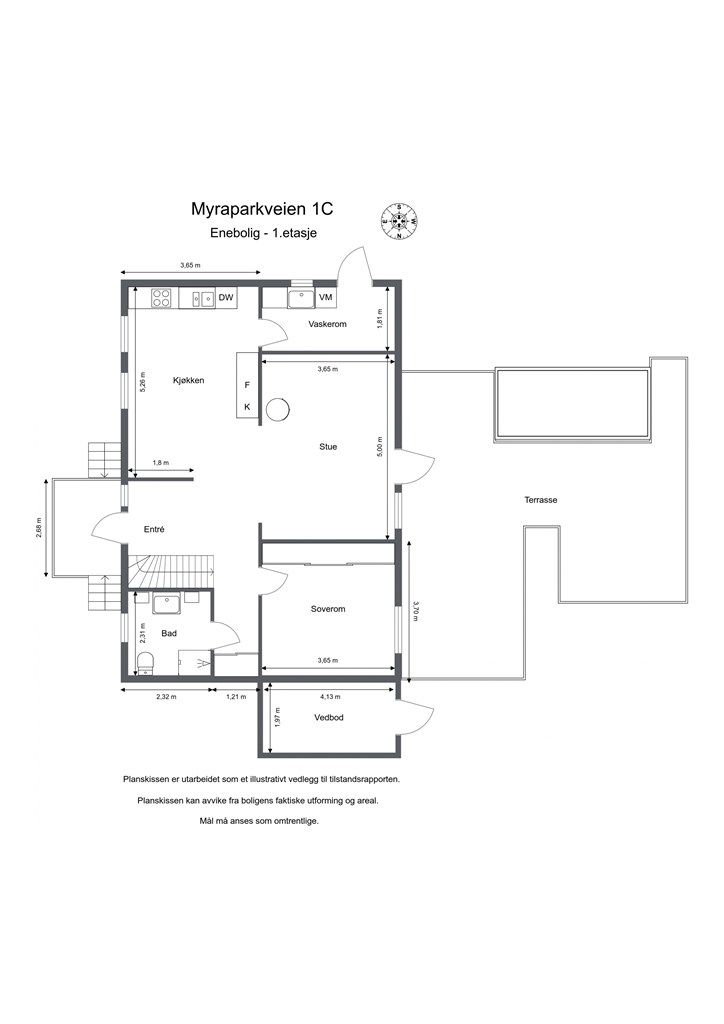 Vi starter med plantegning i 1. etg. slik at du får orientert deg i boligen!