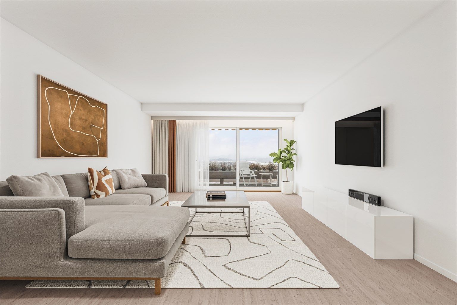 Stue - Bildet er innredet digitalt. Foto: Christian N. Christensen / Christensen Fotolink