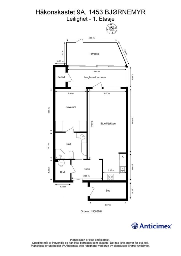 Plantegning - leilighet - 1. etasje
