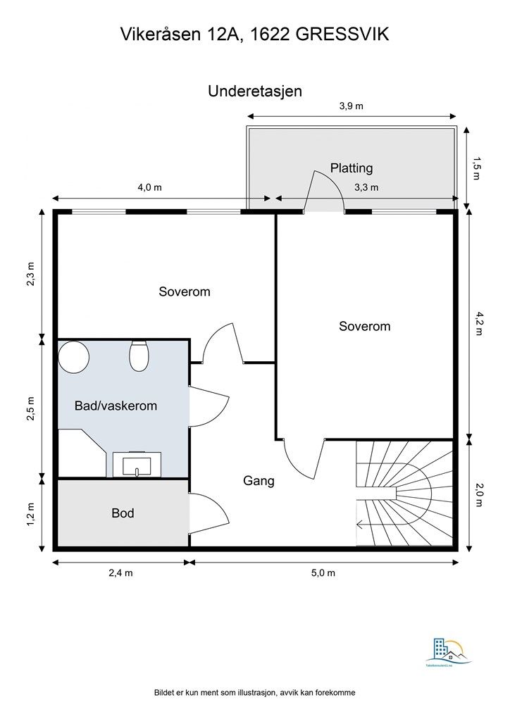 Veiledende skisse av underetasje.