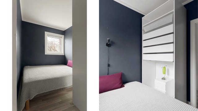 Leiligheten har et disponibelt rom som i dag er innredet som sovealkove. Rommet har plass til dobbeltseng og garderobeskap