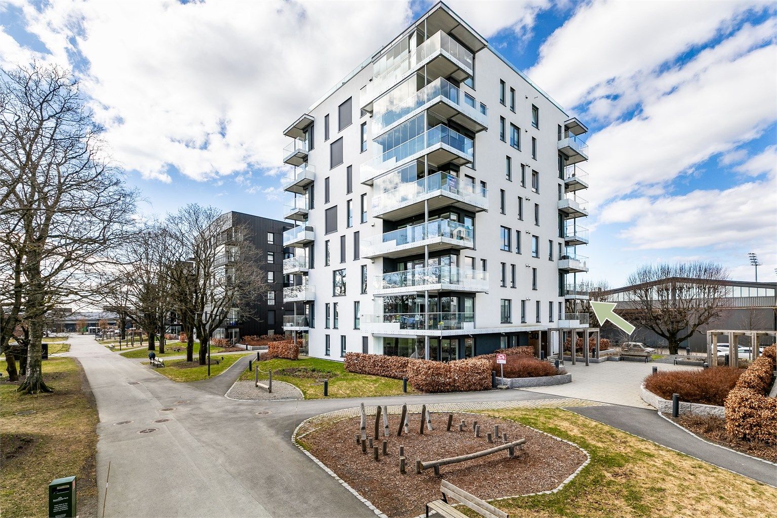 Leiligheten ble ferdigstilt i 2021 og inngår i nordvestre hjørne av tredje etasje. Fotograf; Børge Oppegård.