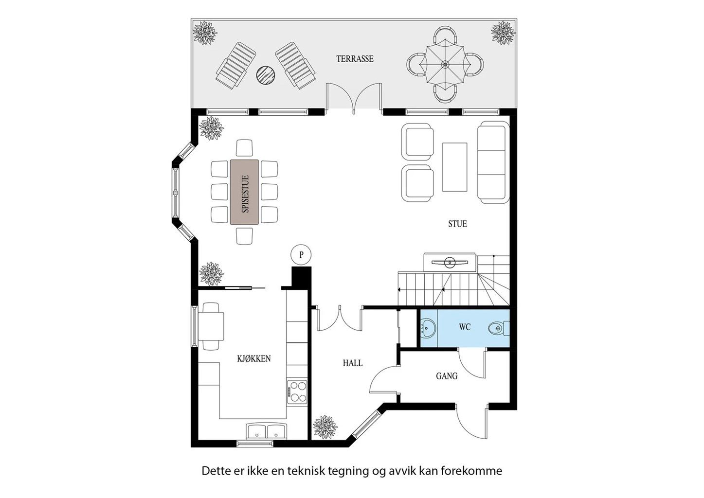 Plantegning 1. etasje.