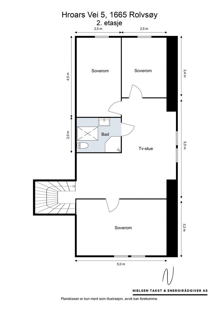 Veiledende planskisse av 2. etasje