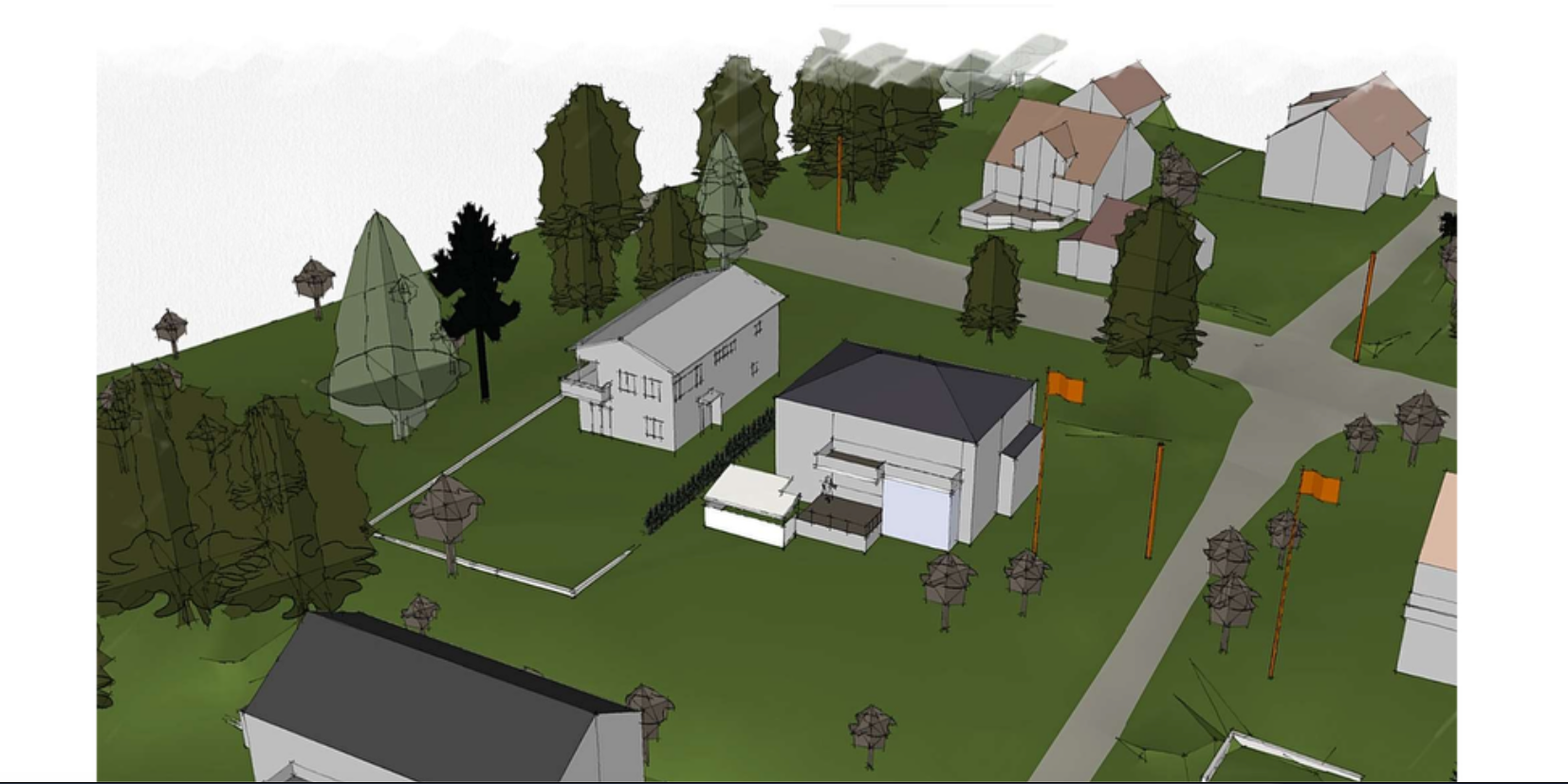 Illustrasjon av hus som skal bygges på nabotomt
