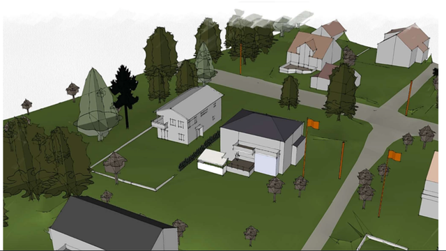 Illustrasjon av hus som skal bygges på nabotomt