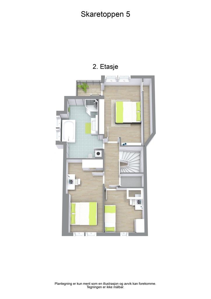3 D plantegning 2. etasje