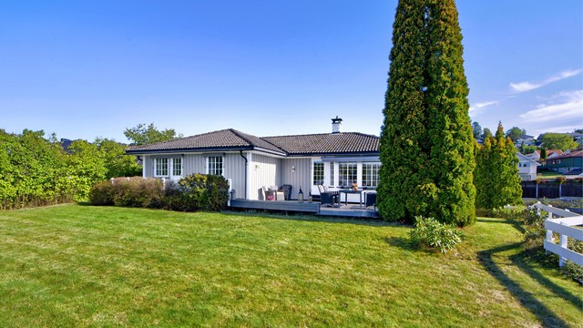 Pent opparbeidet hage med diverse beplantninger