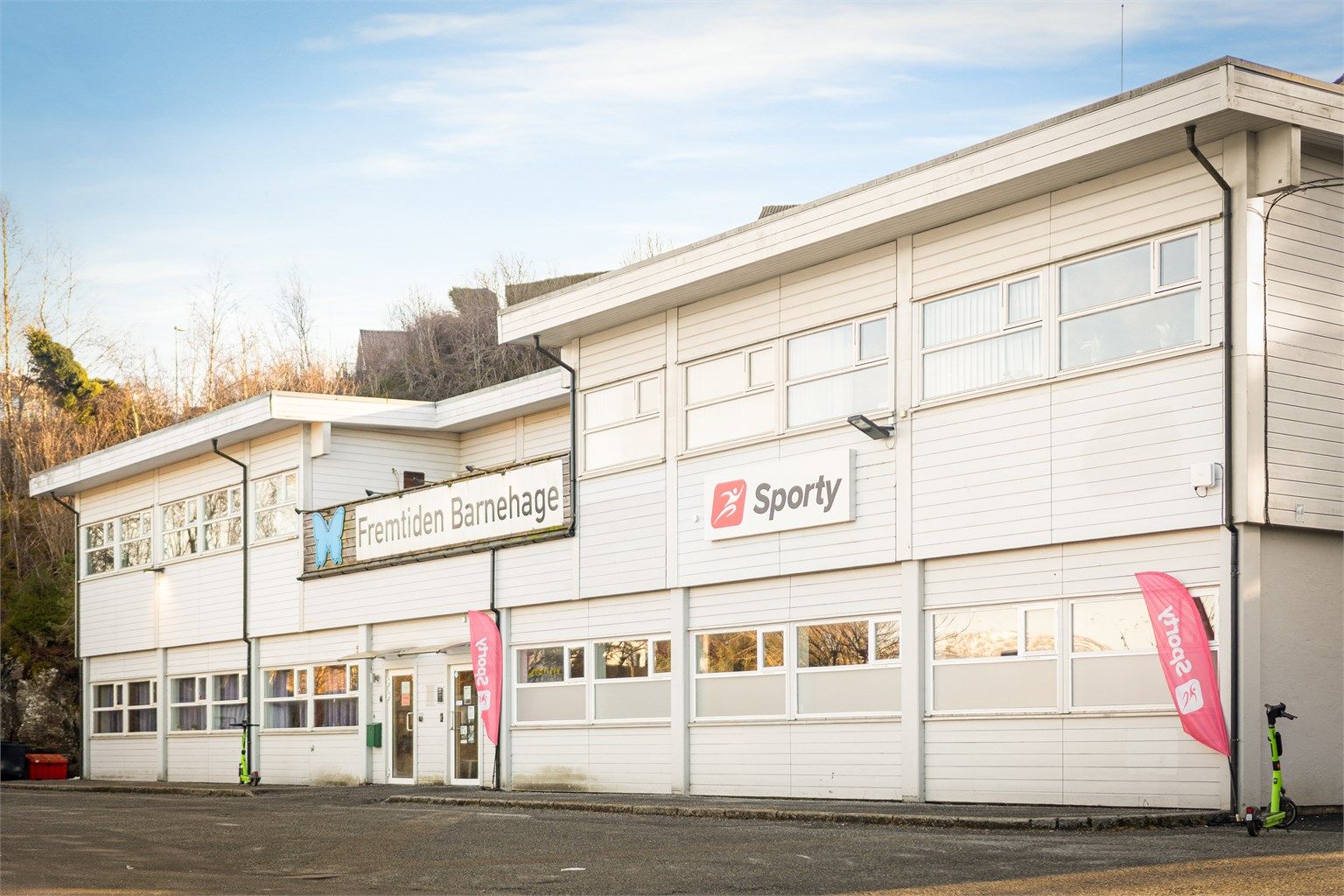 I samme bygg som Fremtiden barnehage ligger også treningssenteret Sporty.