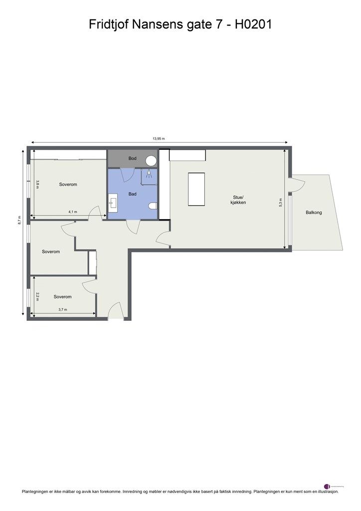 Leiligheten disponerer også bod i kjeller.