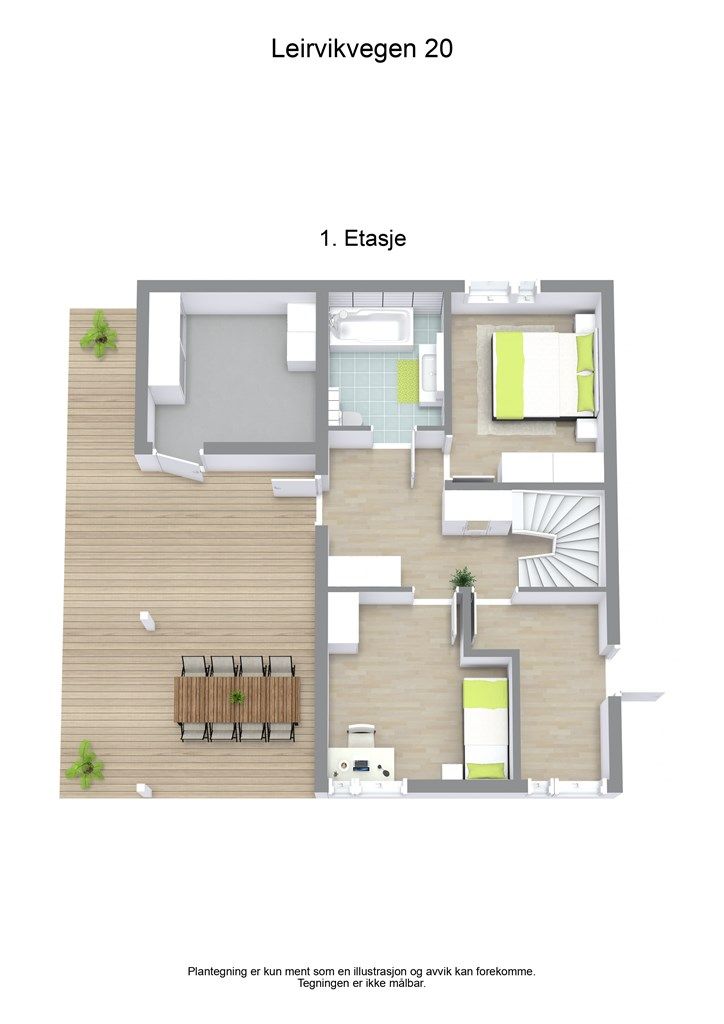 3 D plantegning 1. etasje
