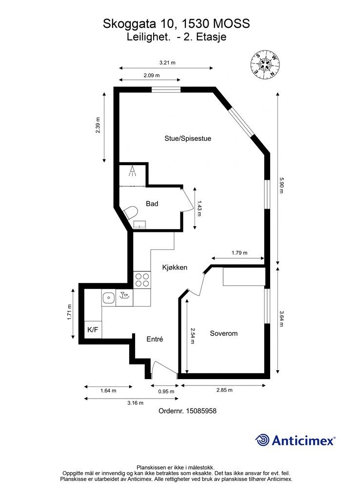 Planskissen er veiledende. Leiligheten disponerer også et område av felles bod.