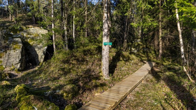 Det er laget fin gangsti opp til hytta.