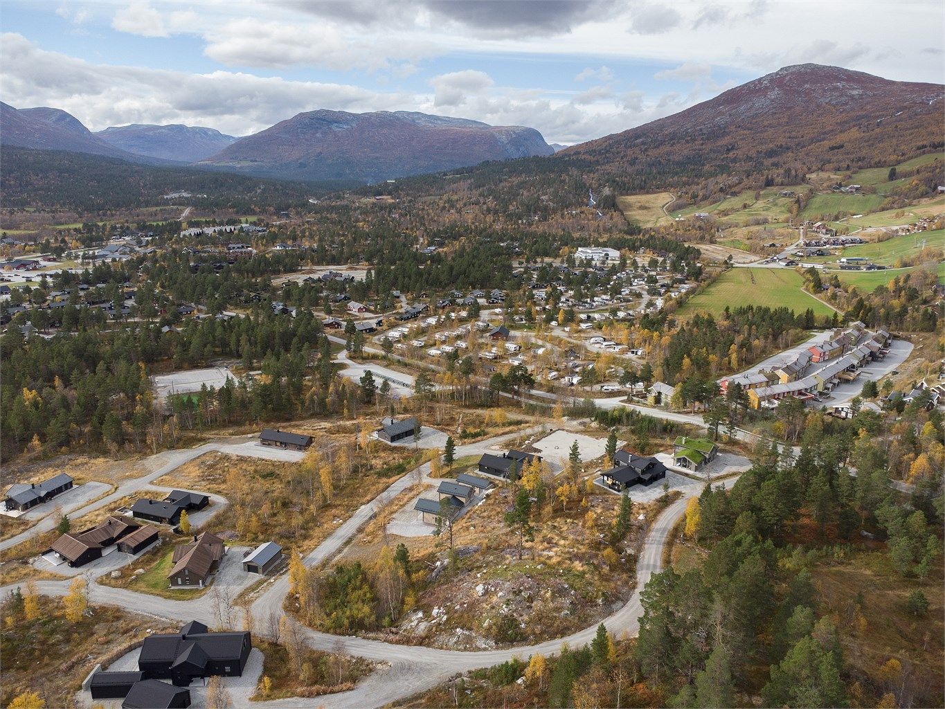 Dronebilde av hyttefeltet