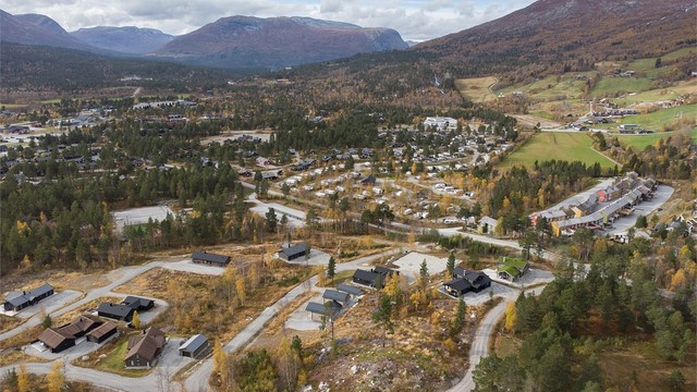 Dronebilde av hyttefeltet