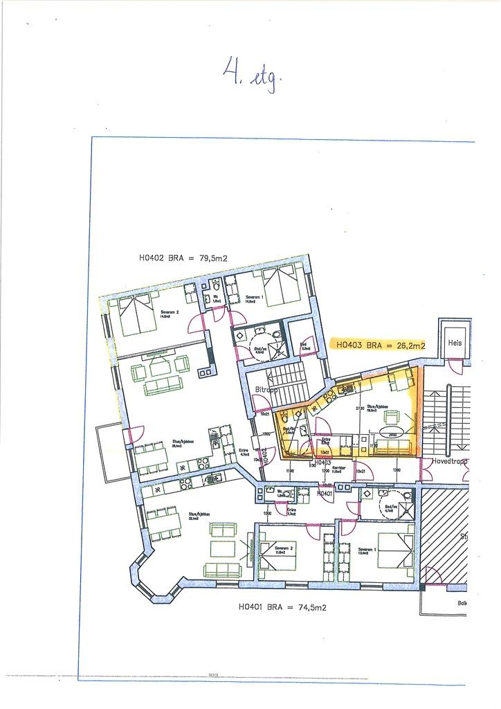 Planskisse av leilighet H0403.