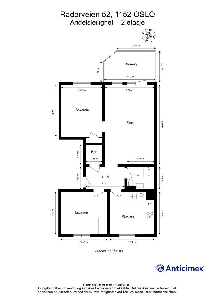 Plantegning Radarveien 52 - 2.etasje