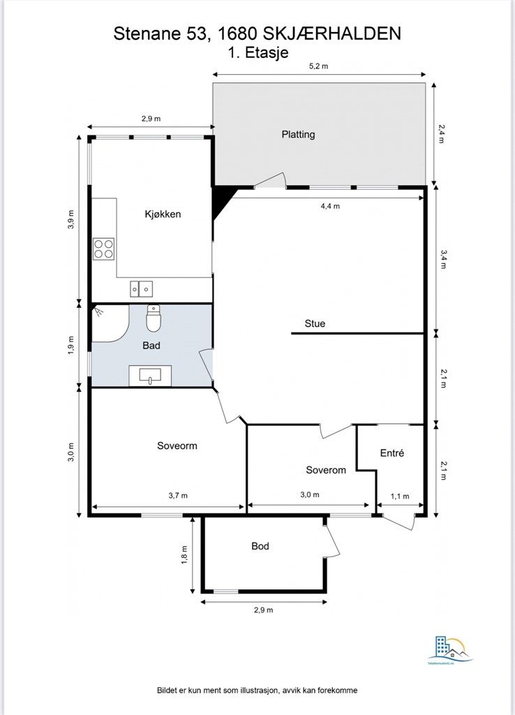Veiledende skisse av boligen etasje 