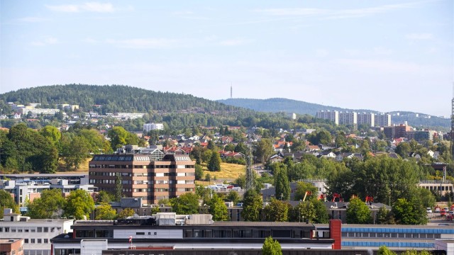 Utsikt mot Lillomarka fra balkongen.
