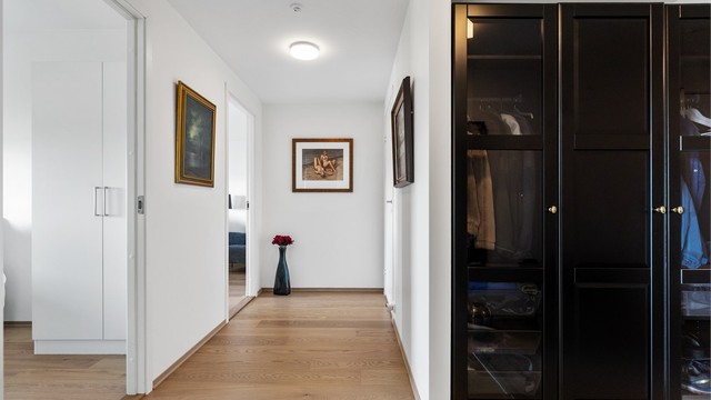 Leiligheten har en klar og funksjonell soneinndeling.