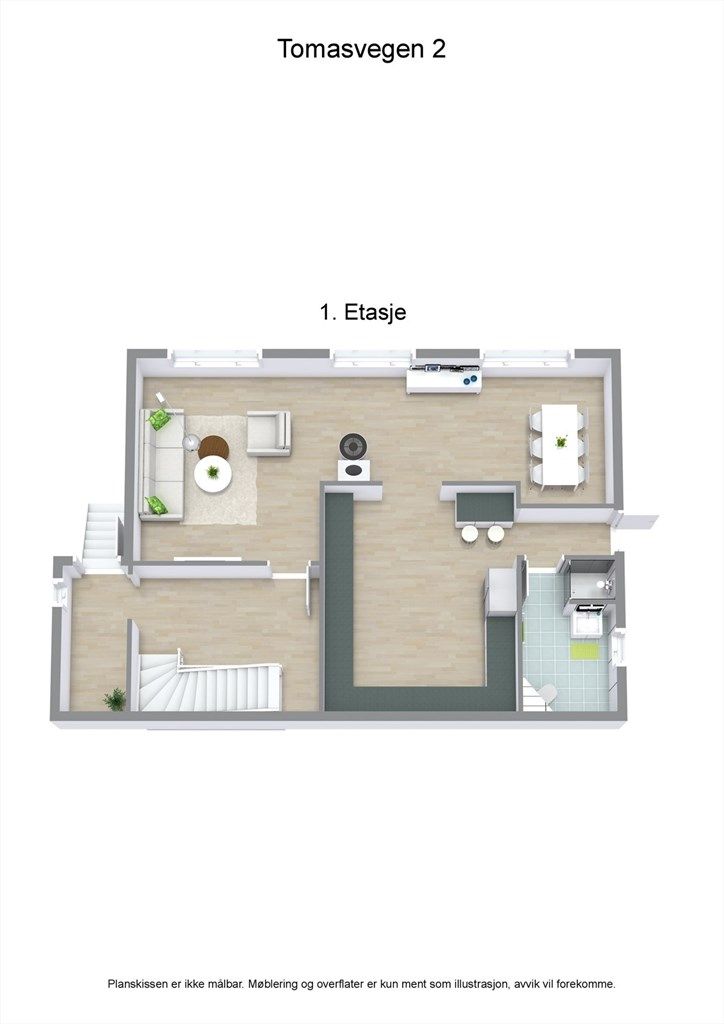 3D plantegning 1. etasje