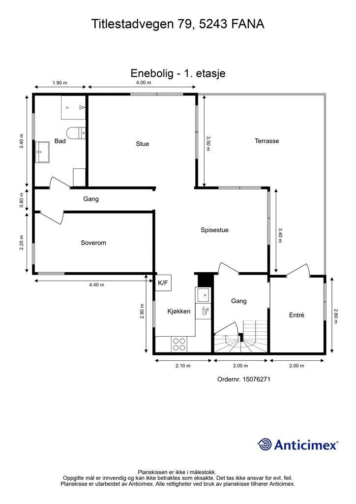 Plantegning Enebolig 1. etasje.