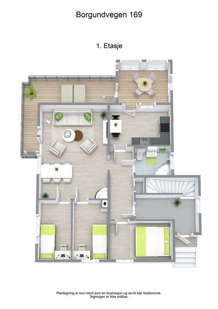 Borgundvegen 169 - 3D Plantegning.