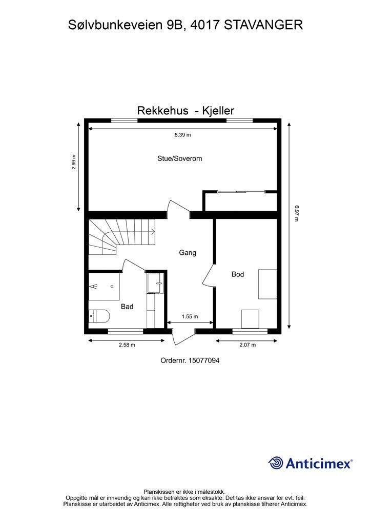 Plantegning kjelleretasje. 