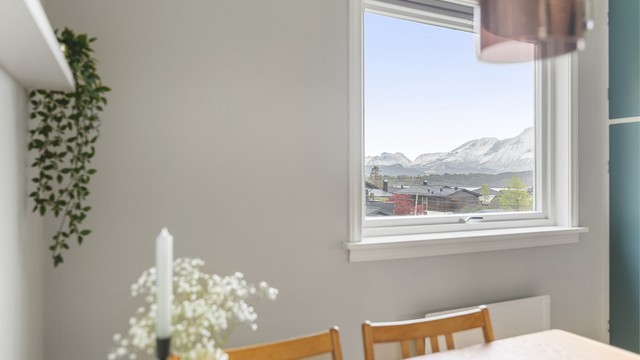 Fra kjøkkenbordet får man og muligheten til å beundre utsikten