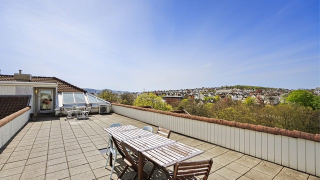 Stor, felles takterrasse.