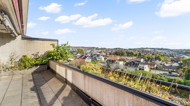 Herfra nyter du et fritt utsyn over nærområdet og åsene omkring.