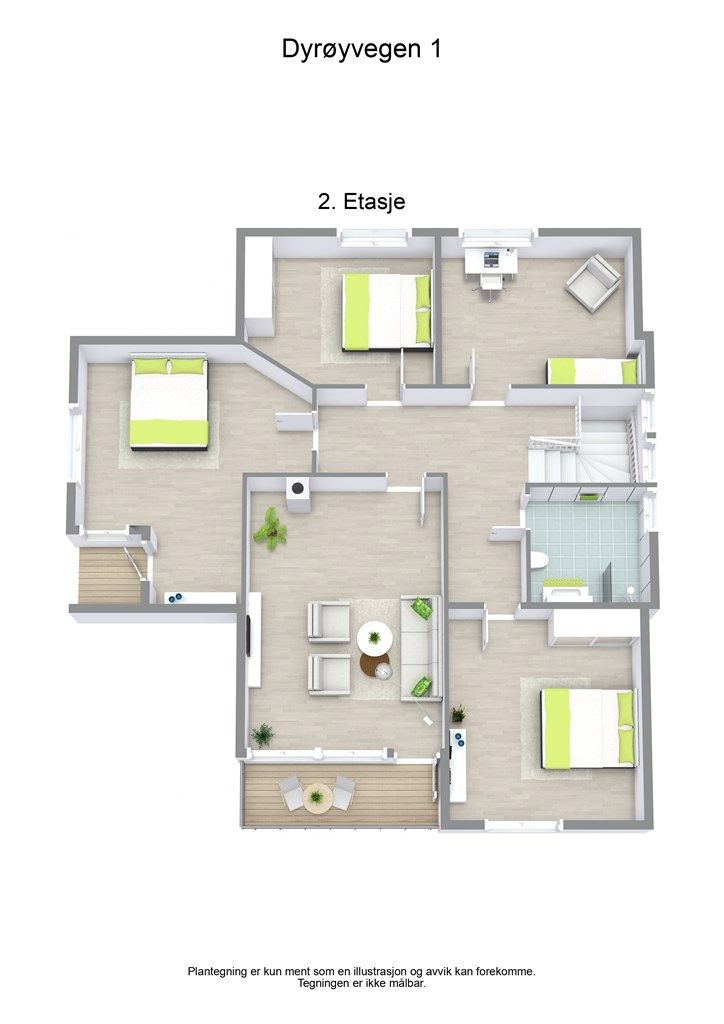 3 D plantegning 2. etasje