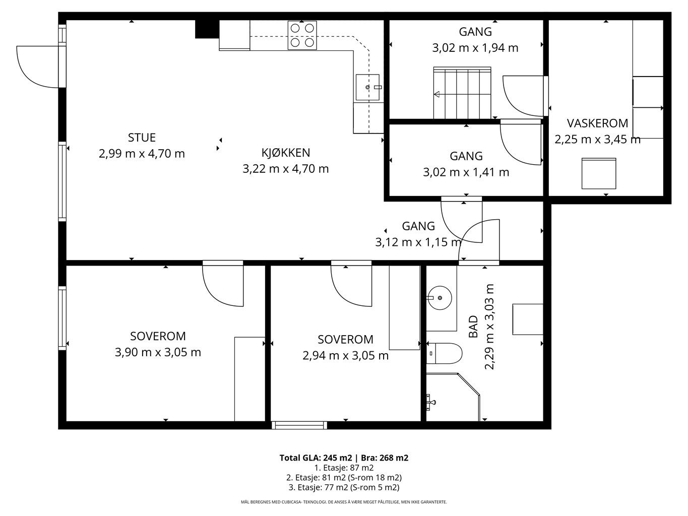 Plantegning underetasje.