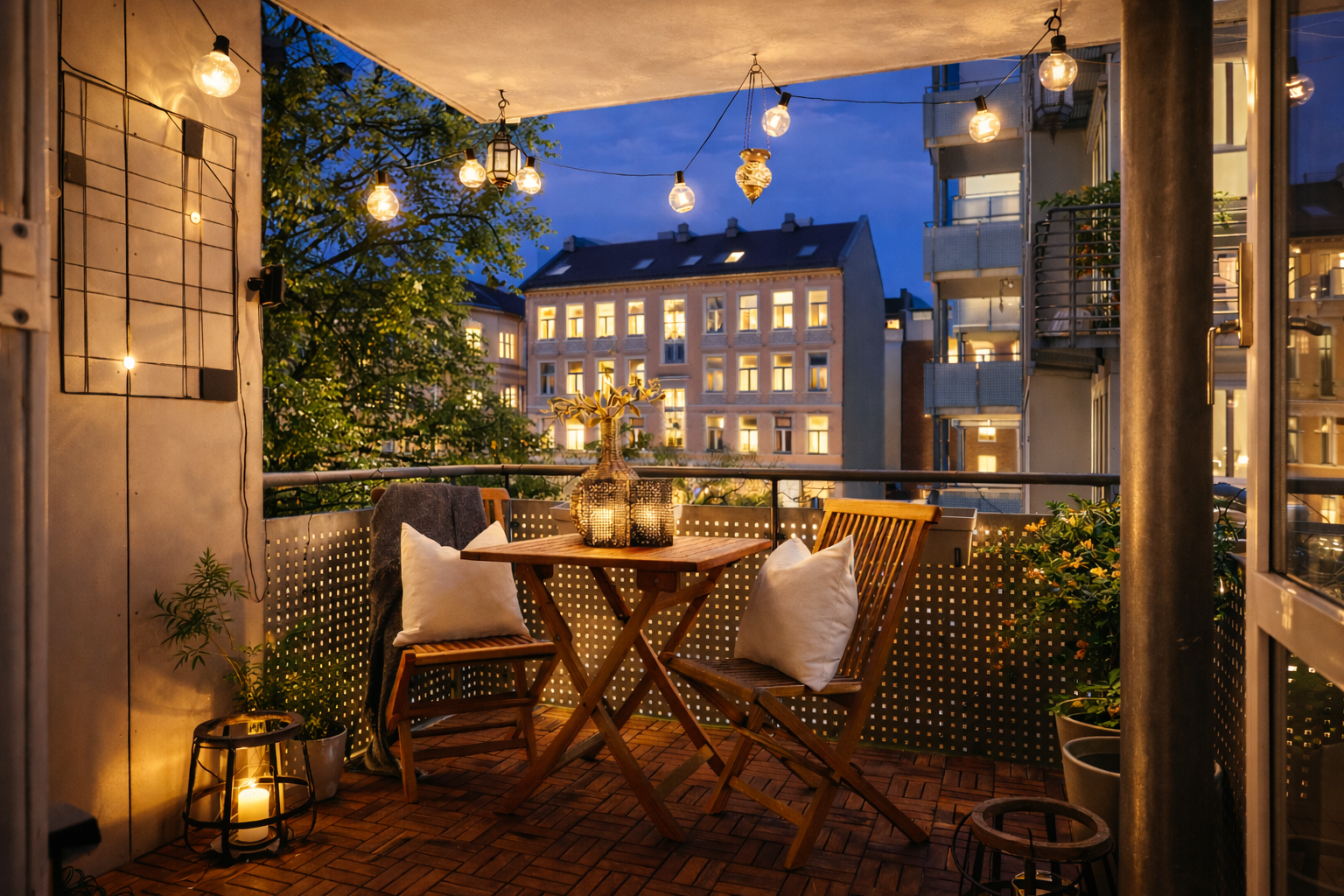 Her har du Klosterenga skulpturpark som nabo. Kveldsbilde (Bildet er Ai generert)