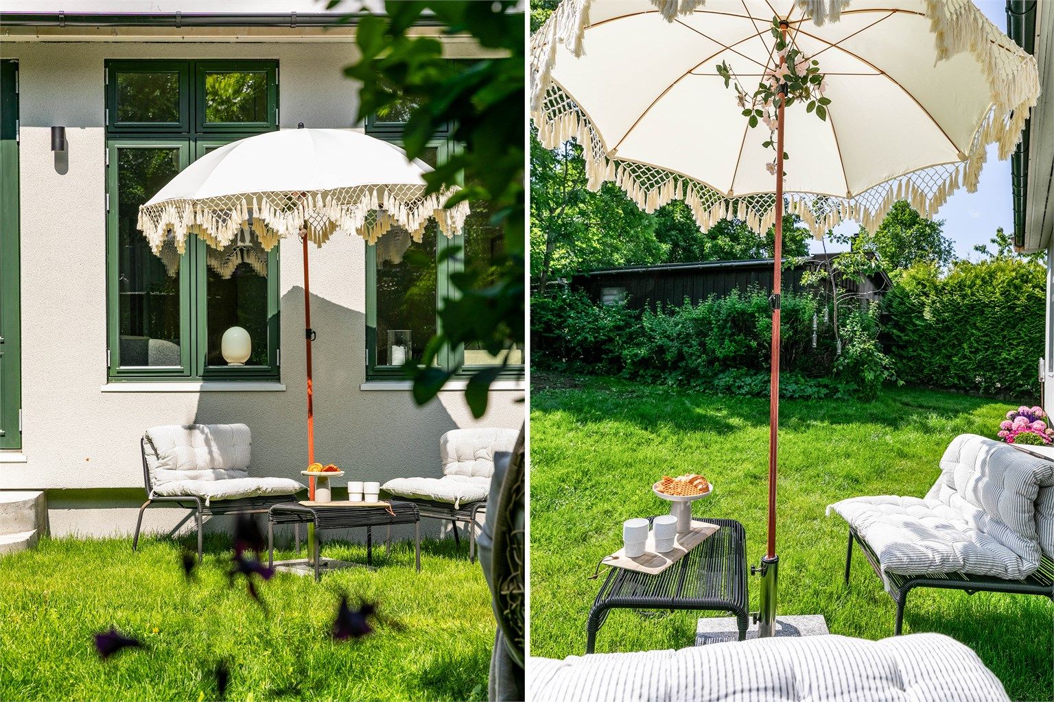 I den skjermede hagen bak boligen råder ren idyll.