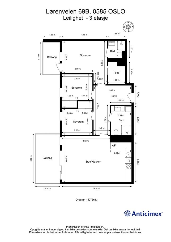 Målsatt plantegning