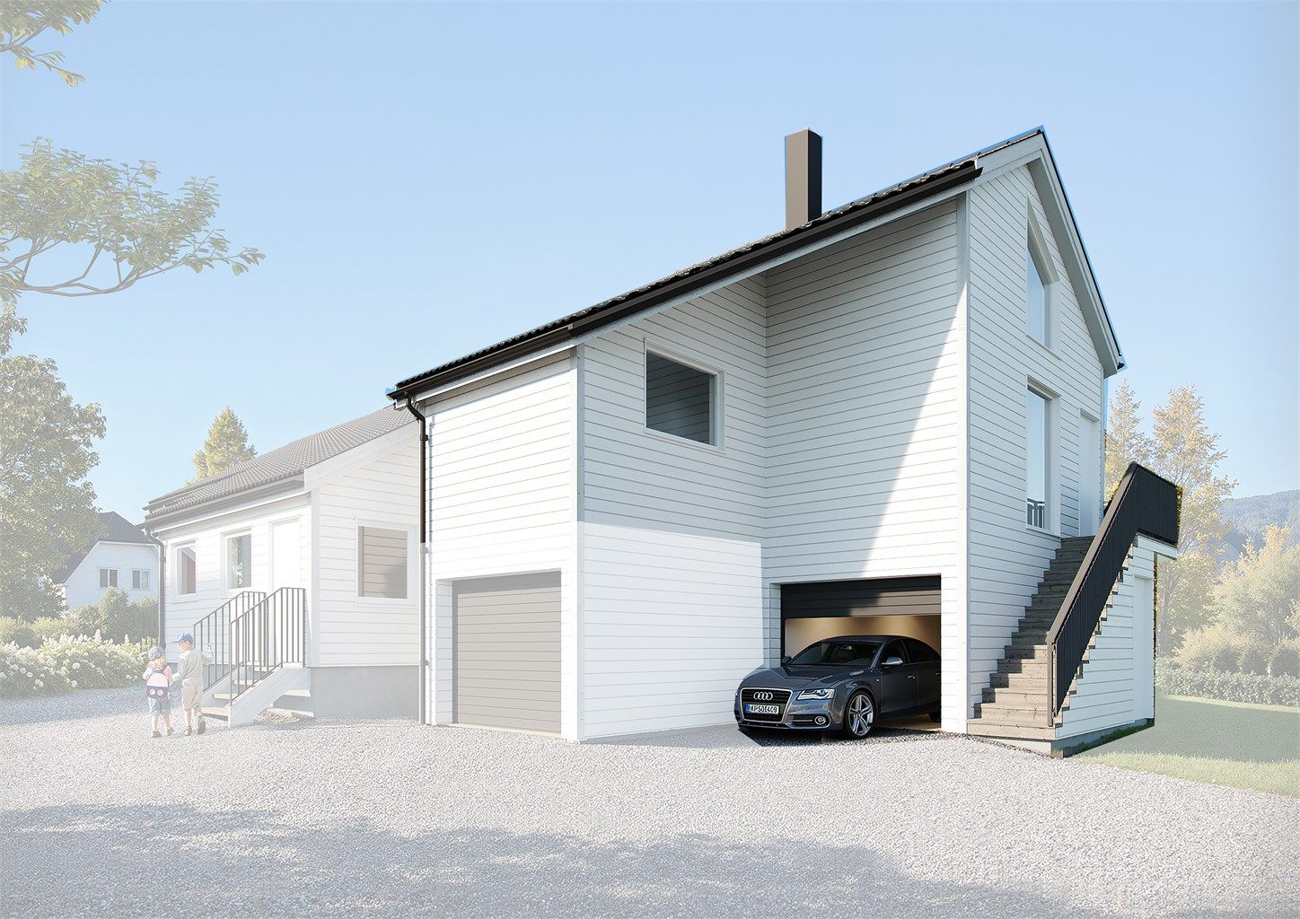 Spennende hageleilighet under oppføring. (3D illustrasjon, avvik må påregnes). 