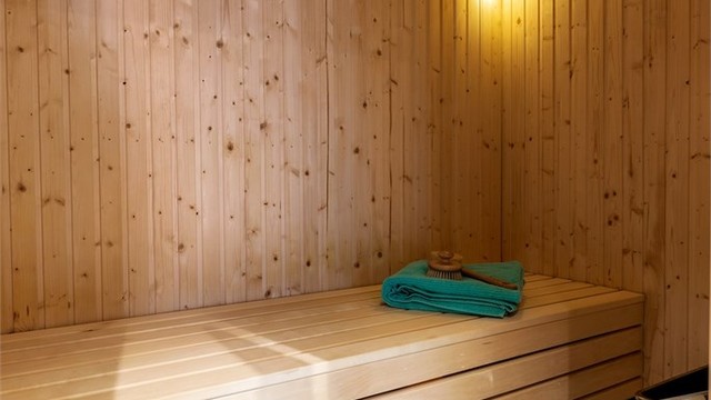 Badstue med plassbygde sittebenker og badstueovn