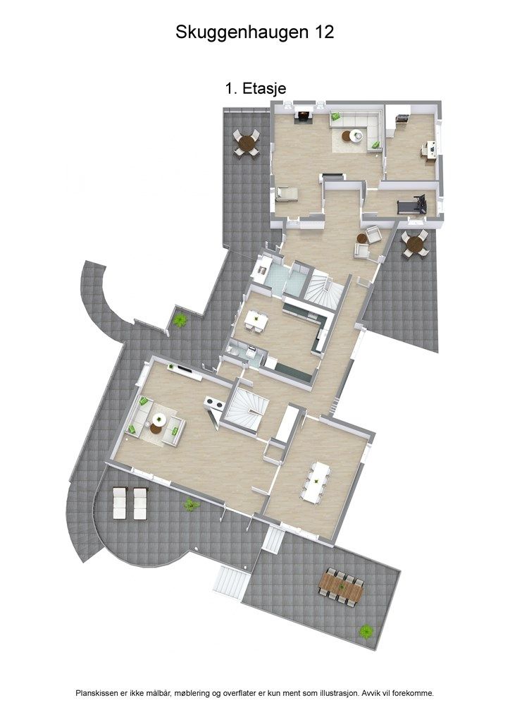3D plantegning 1. etasje
