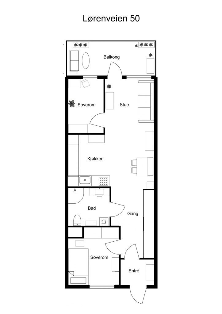 Møblert plantegning