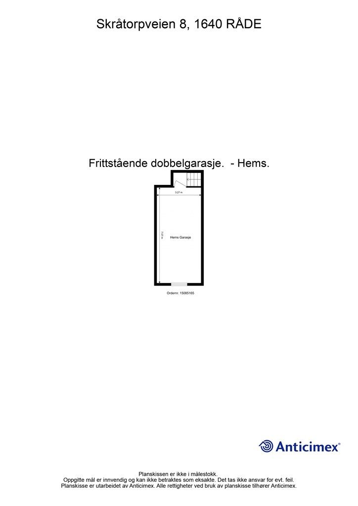 Veiledende skisse av garasjehems.