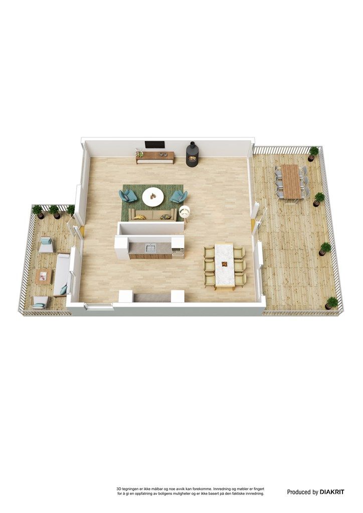 3D plantegning 2. etasje.