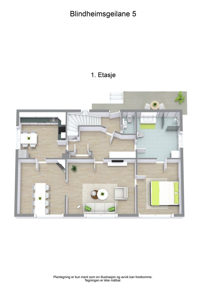 3 D plantegning hovedetasjen