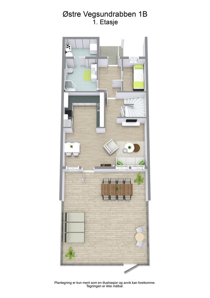 3 D planløsning 1. etasje