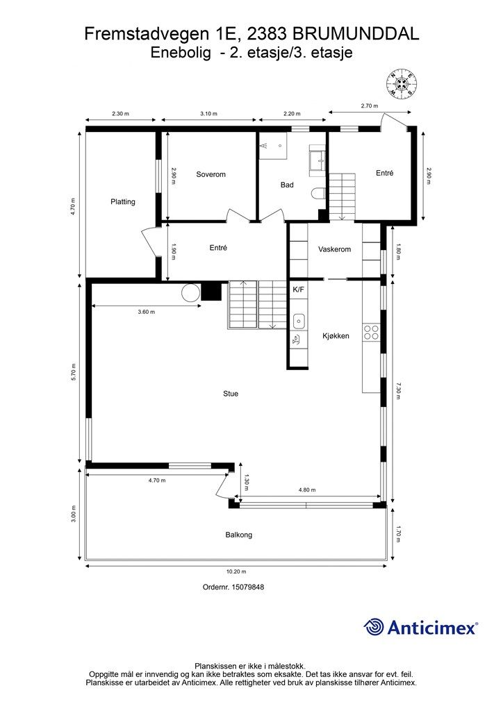 Plantegning - 2. etasje og 3. etasje