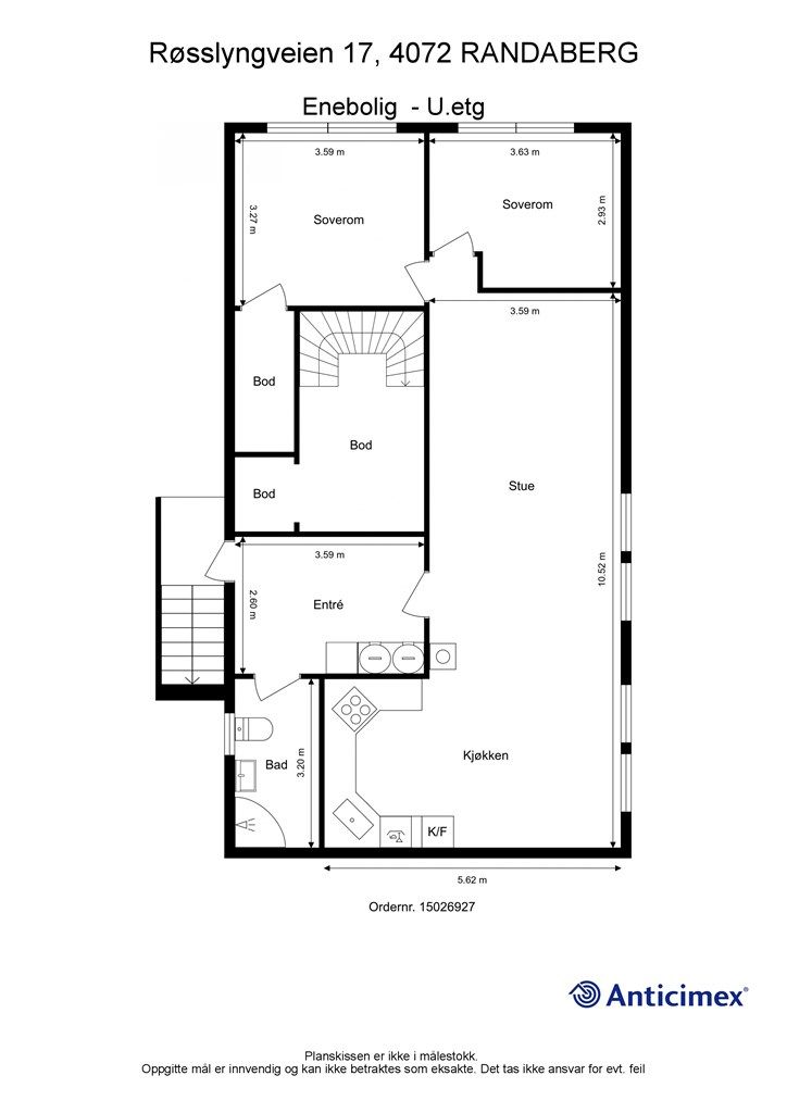 Plantegning underetasje.