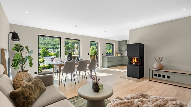 Peis i stuen gir både varme og hygge