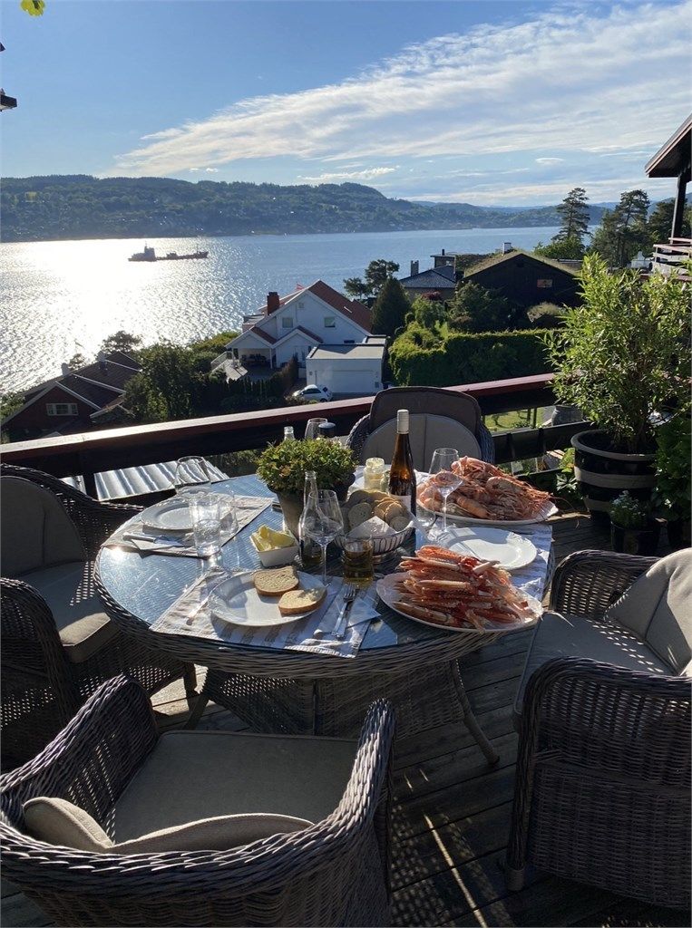 Sommerkveld på terrassen. (Privat sommerbilde.)