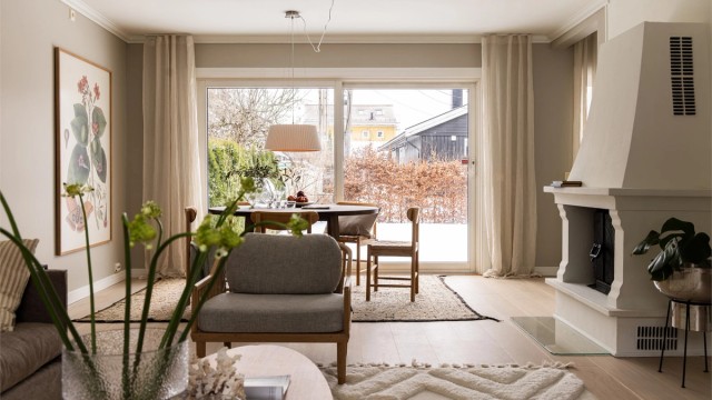 Peisen er dekorativ og gir god varme på kalde vinterdager